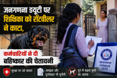 जनगणना ड्यूटी पर शिक्षिका को रॉटवीलर ने काटा, कर्मचारियों ने दी बहिष्कार की चेतावनी